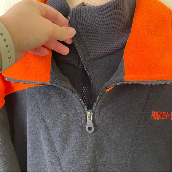 Harley-Davidson Orange & Black Thick Fleece Jacket SZ XL - Picture 3 of 11